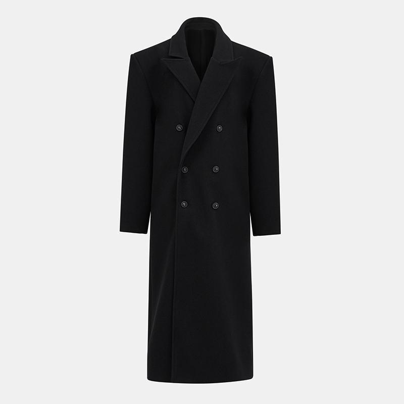 Manteau Femme Automne-Hiver – Long en Laine, Col Tailleur, Style Chic & Décontracté