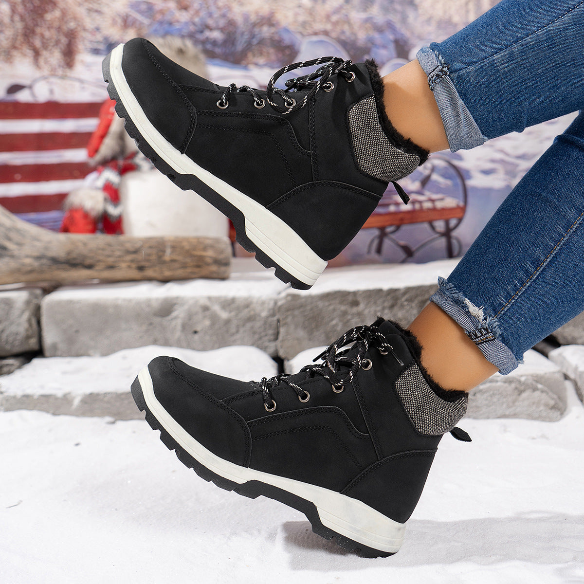Bottines Femme Hiver en Suède – Chaudes, Antidérapantes, Style Dr Martens, Tailles 36–41