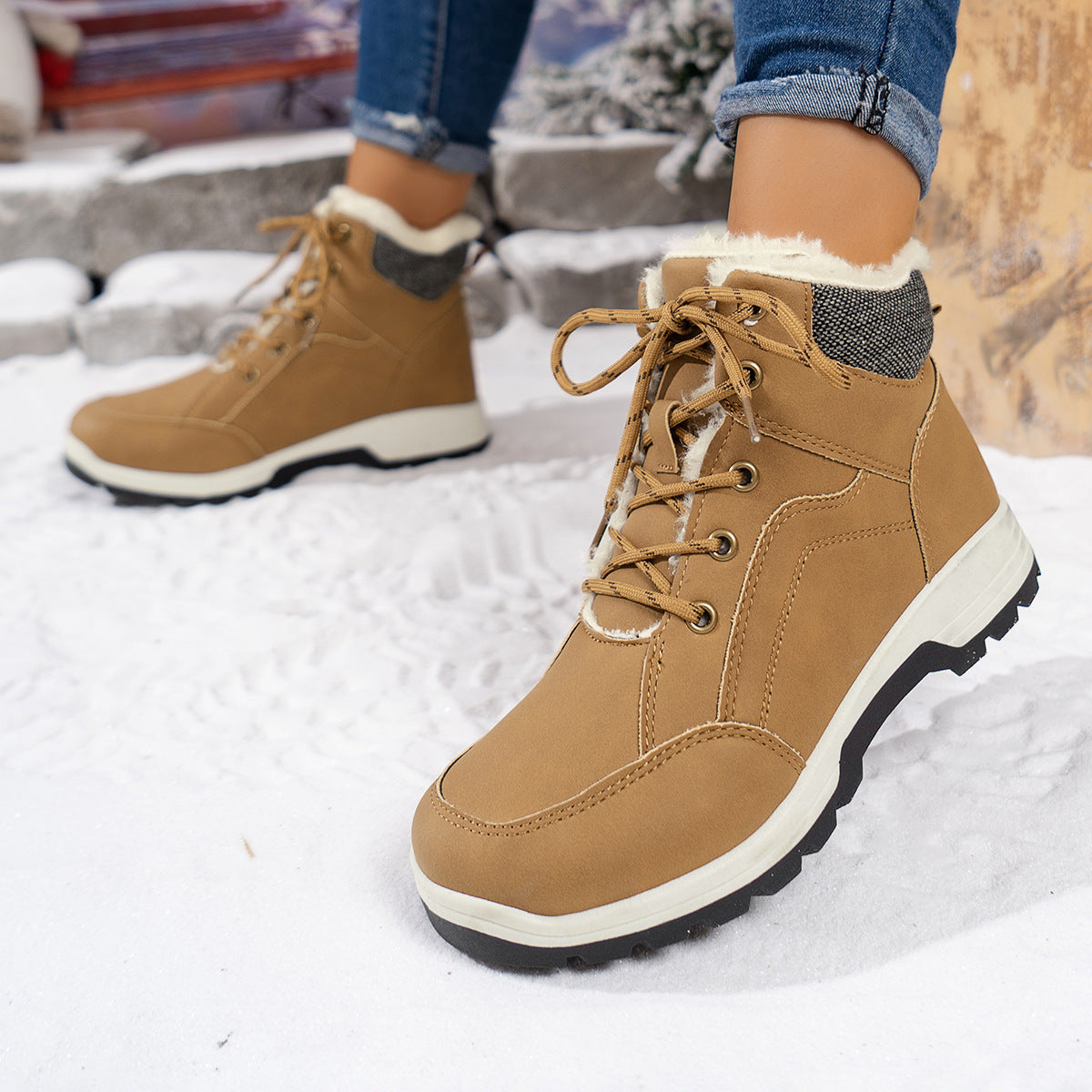 Bottines Femme Hiver en Suède – Chaudes, Antidérapantes, Style Dr Martens, Tailles 36–41