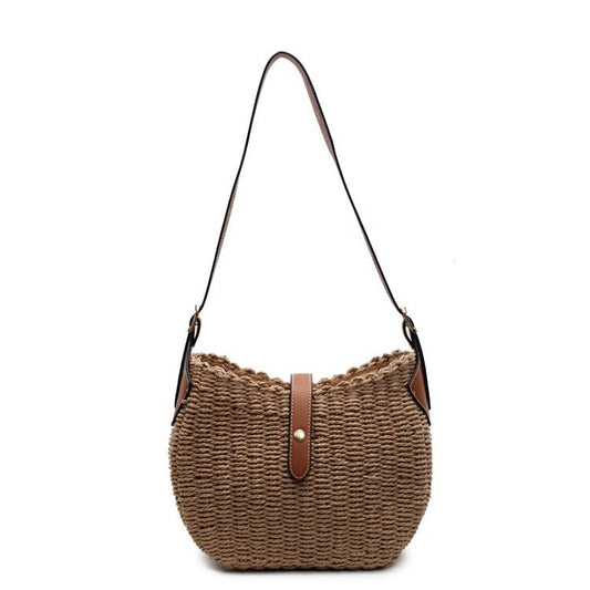 Fashion Casual Simple Woven Crossbody Bag – Fresh & Sweet Straw Oval Handbag
