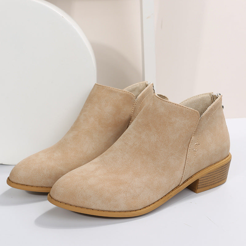 Bottines Femme en Daim avec Fermeture Éclair – Style Martin, Talon Bas Confortable, Tailles 36–43
