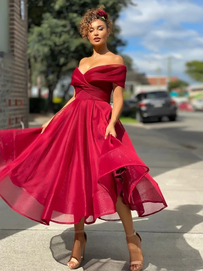Robe de Soirée Femme – Épaules Dénudées, Dos Nu, Sexy et Élégante