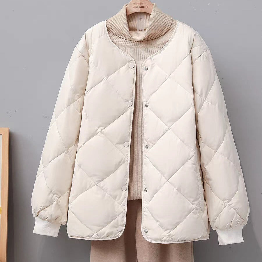 Doudoune Femme à Motif Losanges – Courte, Chic et Chaude