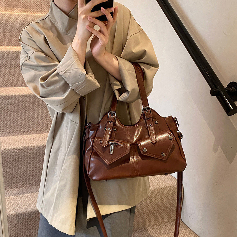 Sac Bandoulière Femme Grande Capacité Automne-Hiver – Style Rétro Décontracté PU