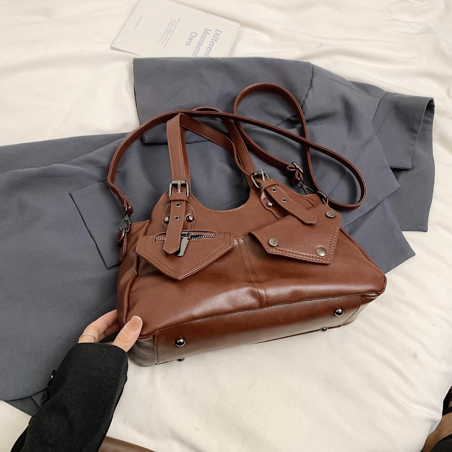 Sac Bandoulière Femme Grande Capacité Automne-Hiver – Style Rétro Décontracté PU