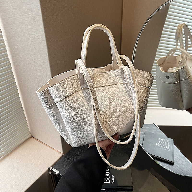 Large Capacity PU Tote Bag – Women’s Shoulder Handbag with Double Straps