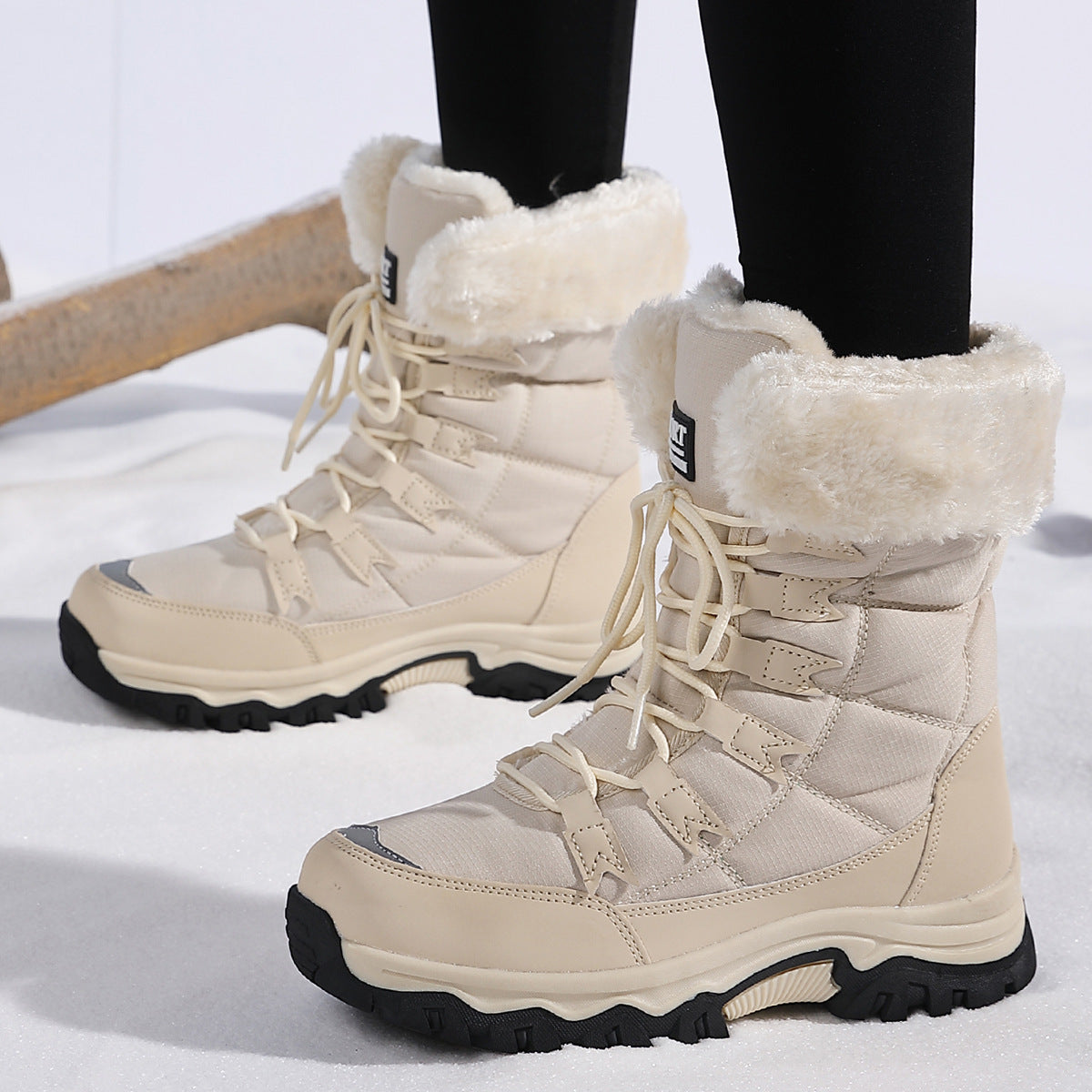 Bottes Hautes Femme Hiver – Imperméables, Chaudes en Laine Épaisse, Semelle Antidérapante, Tailles 36–42