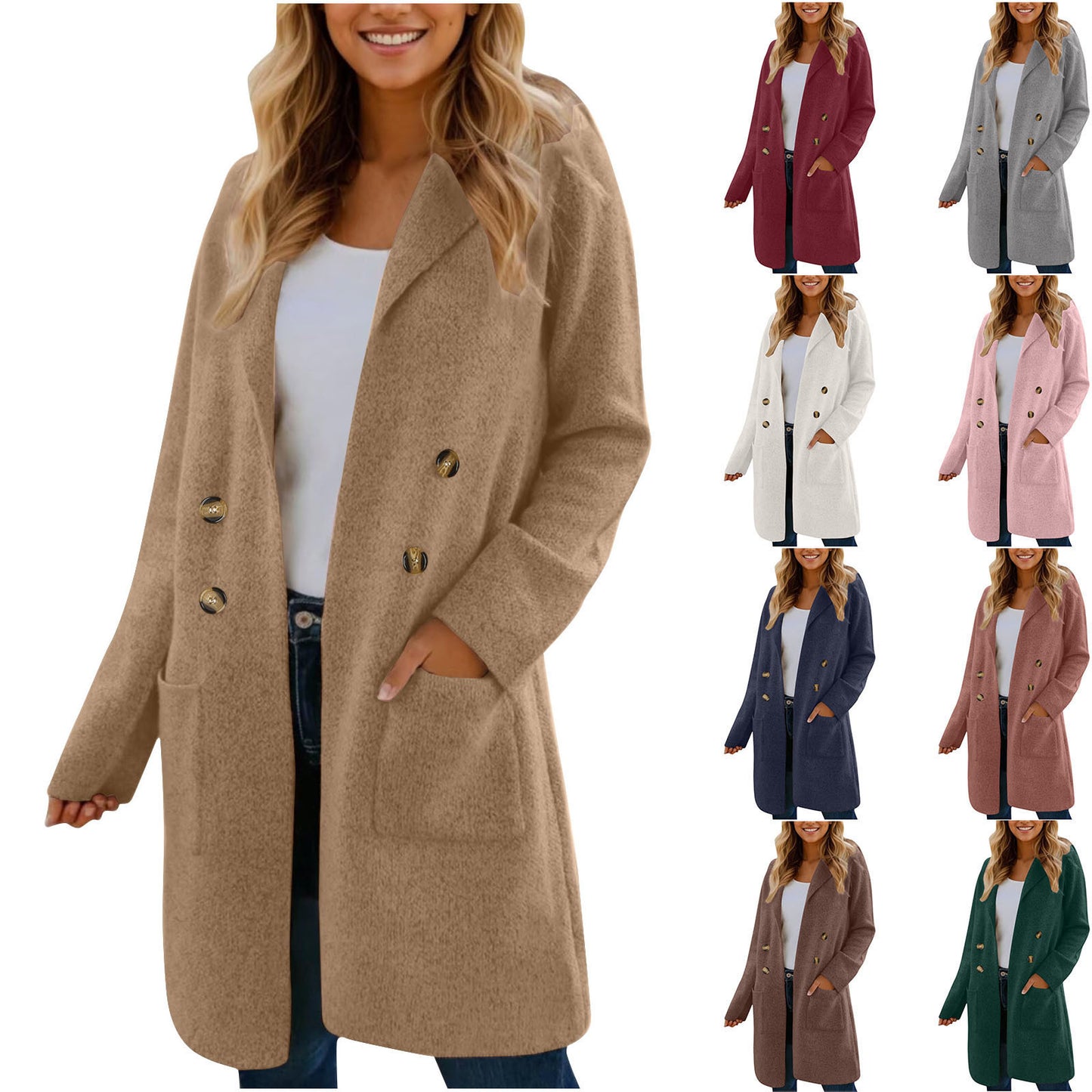 Manteau Femme Style Doux et Frais en Polyester Uni à Manches Longues - Tailles M à XL - Couleurs Multiples