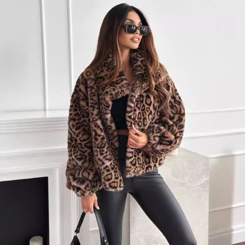 Chemise Femme Manches Longues en Polyester Motif Léopard - Tailles S à XXL