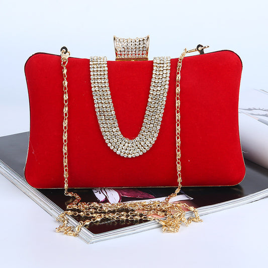 Sac de Soirée Femme – Style Européen-Américain, Velours U-Diamant, Forme Coussin
