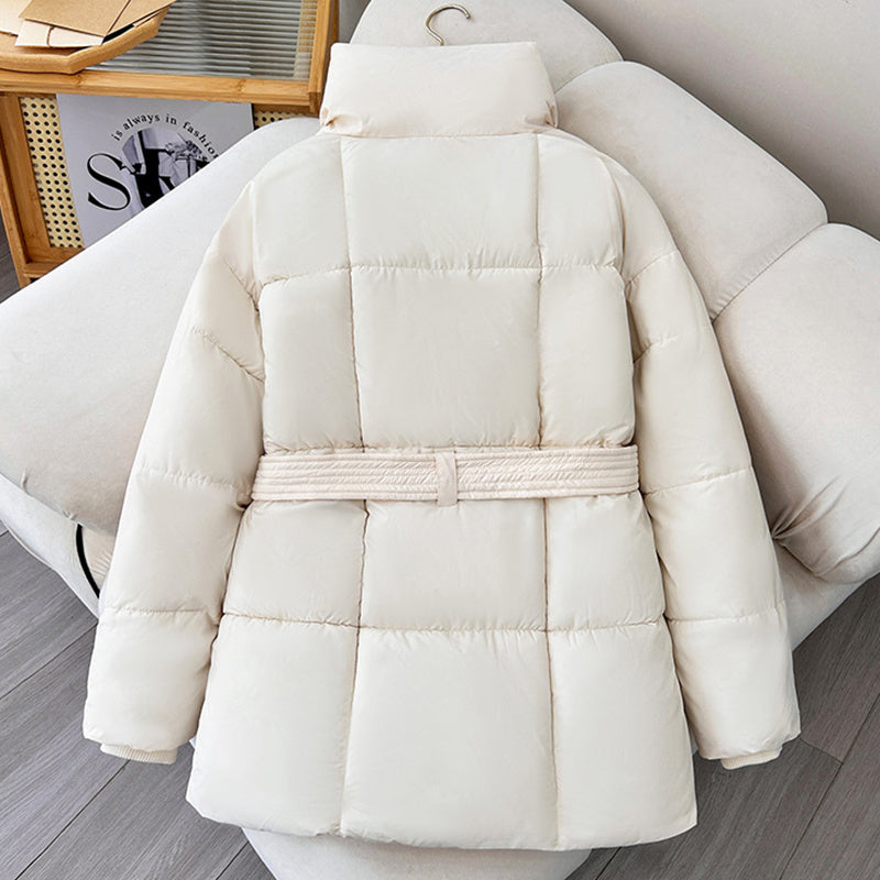 Manteau Femme à Carreaux avec Ceinture – Style Décontracté Japonais & Coréen, Chaud pour Automne/Hiver
