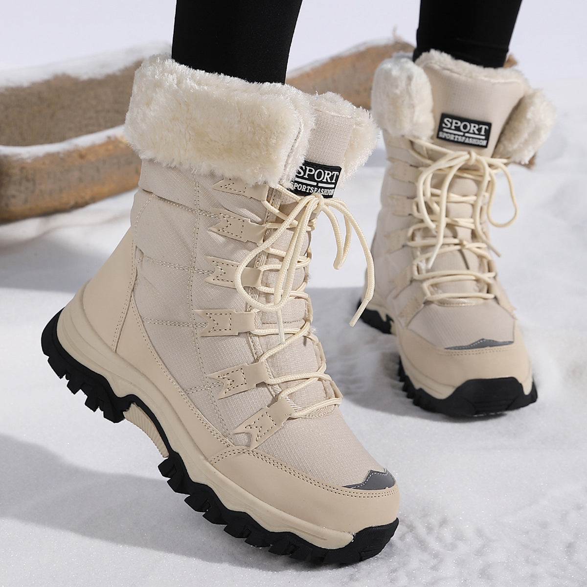 Bottes Hautes Femme Hiver – Imperméables, Chaudes en Laine Épaisse, Semelle Antidérapante, Tailles 36–42