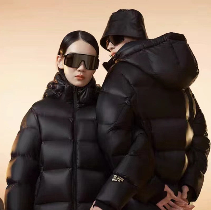 Veste Matelassée Hiver Unisexe – Noire & Dorée, Chaude, Rembourrée en Duvet de Canard Blanc