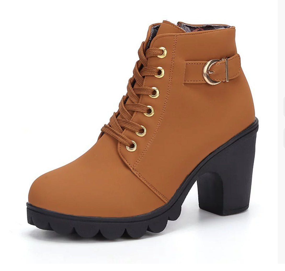 Bottines Femme Imprimé Léopard – Suède, Talon Carré, Lacets & Fermeture, Automne Hiver