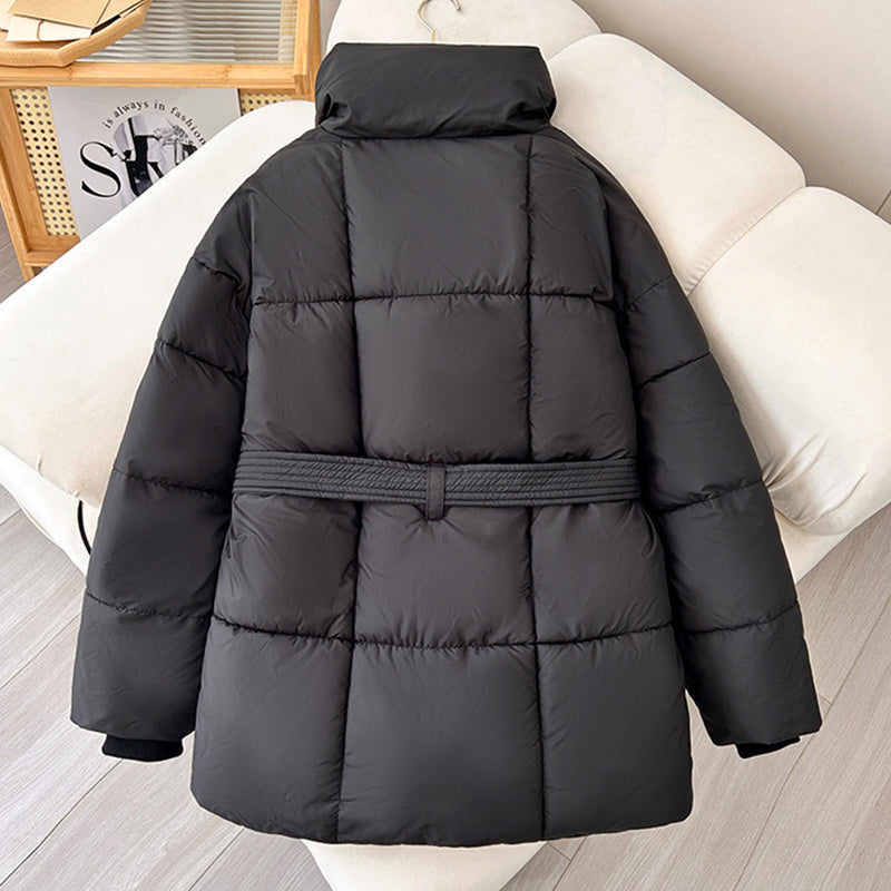 Manteau Femme à Carreaux avec Ceinture – Style Décontracté Japonais & Coréen, Chaud pour Automne/Hiver