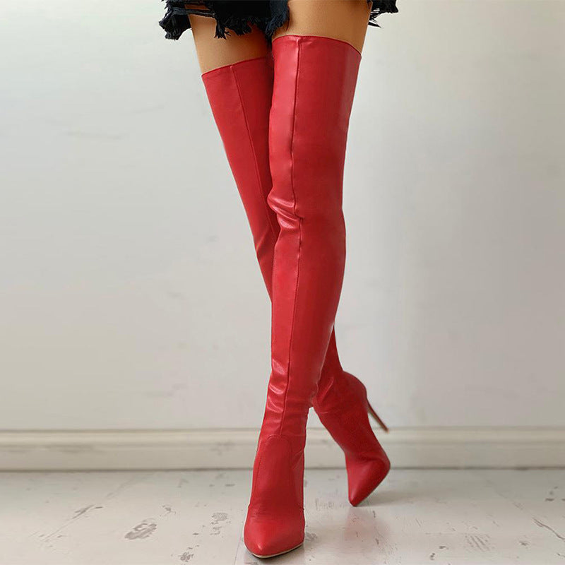 Bottes Femme Grande Taille Cuissardes – Talon Stiletto, Cuir PU, Tailles 34–48