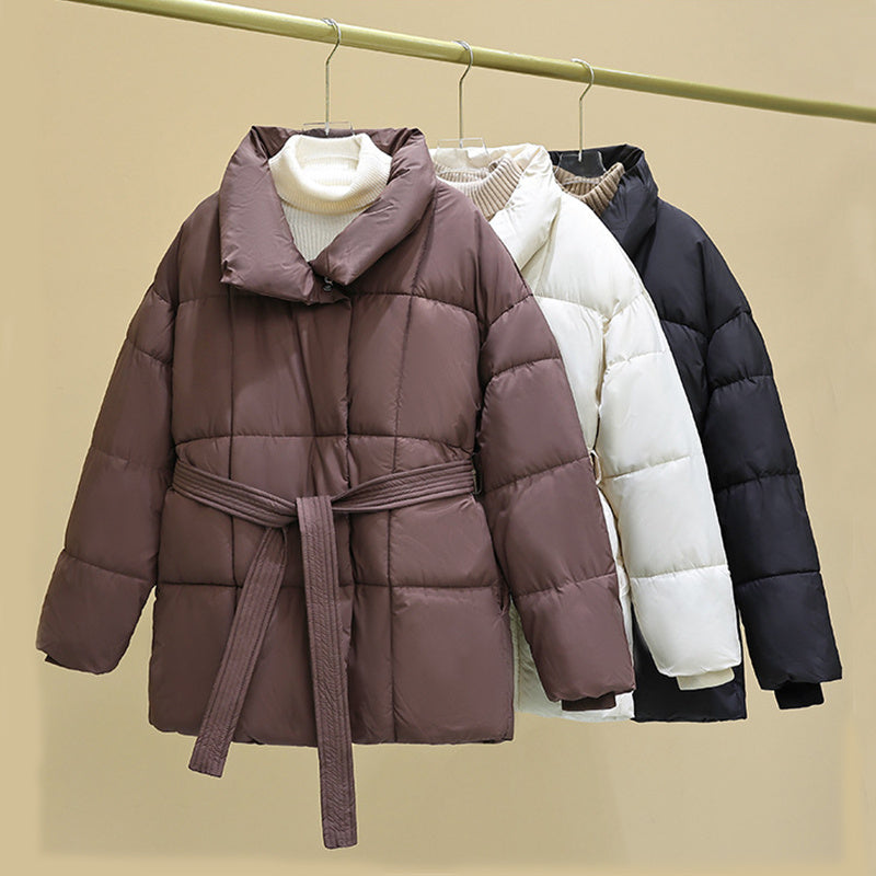 Manteau Femme à Carreaux avec Ceinture – Style Décontracté Japonais & Coréen, Chaud pour Automne/Hiver