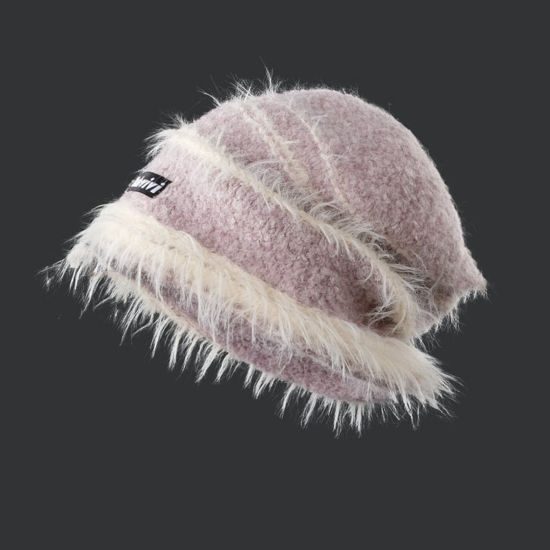 Bonnet Chaud Hiver Coréen – Tricoté Rayé Multicolore en Coton Doux