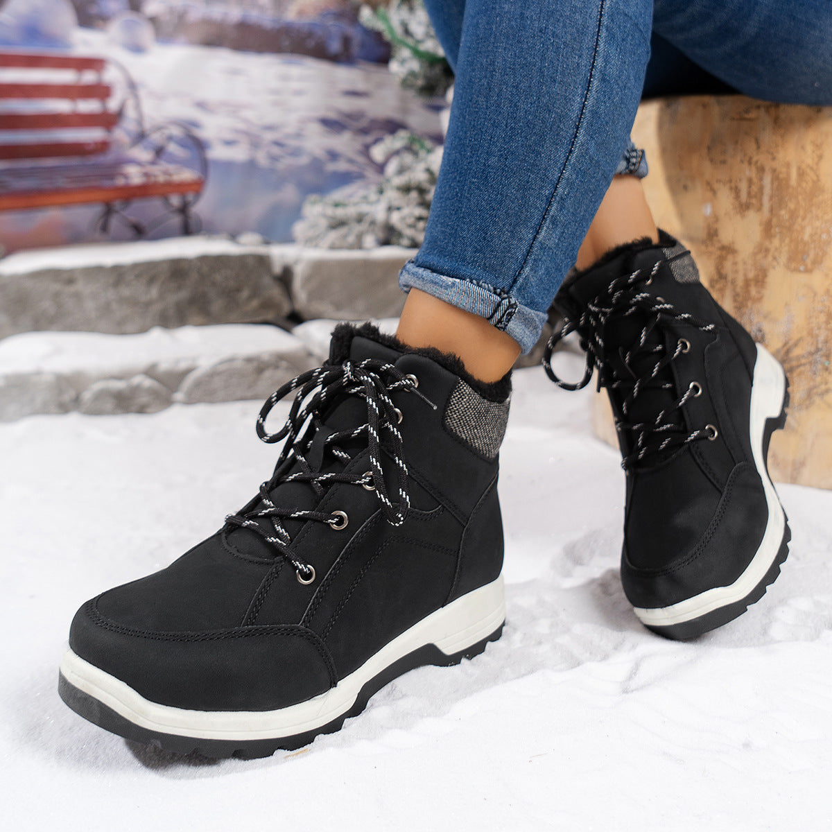 Bottines Femme Hiver en Suède – Chaudes, Antidérapantes, Style Dr Martens, Tailles 36–41