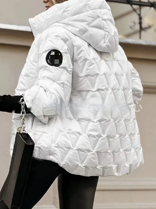 Veste Femme à Capuche – Manteau Patchwork Ample et Élégant