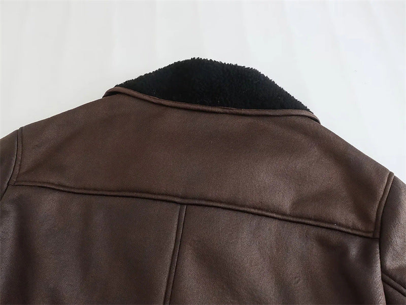 Veste Femme Polyester – Style Européen & Américain – Couleur Café Foncé
