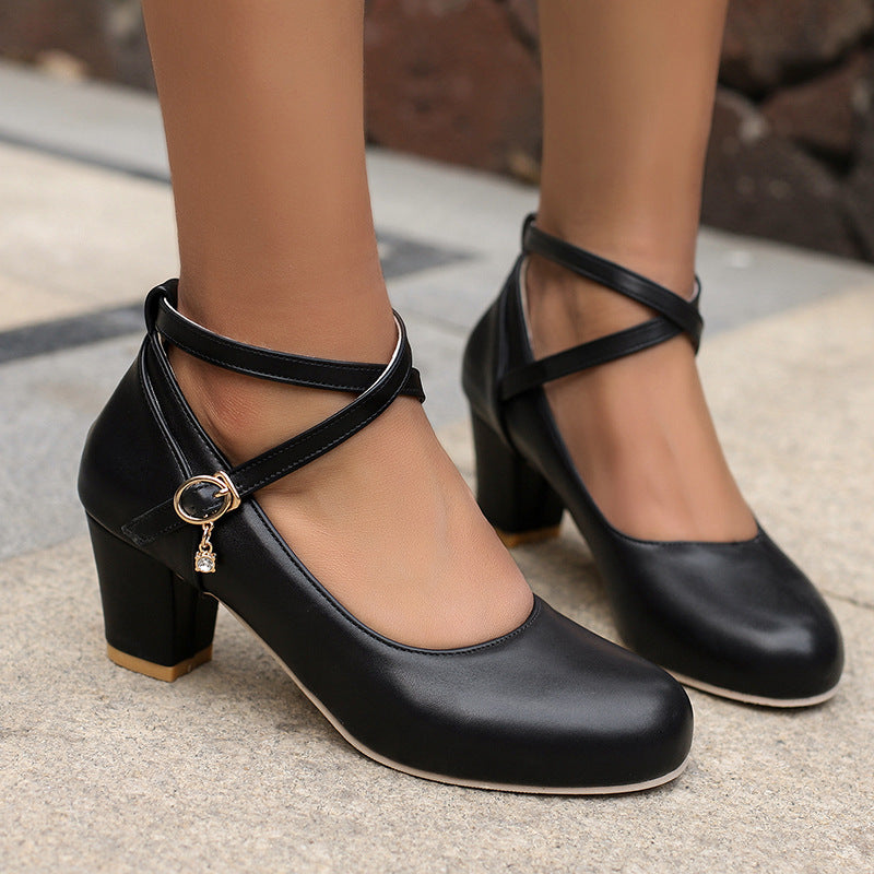 Chaussures Femme Talon Épais – Mary Jane, Talon Haut, Boucle