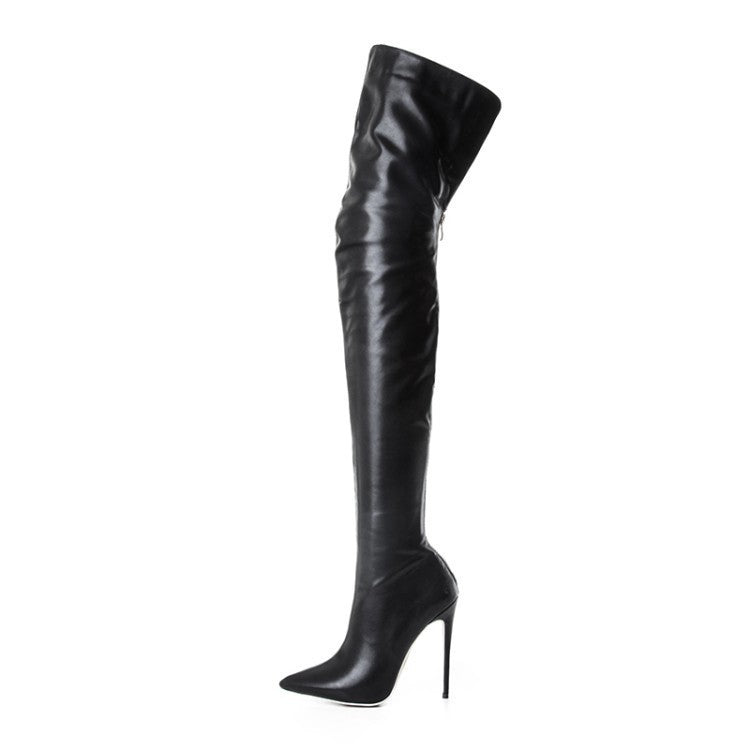 Bottes Femme Grande Taille Cuissardes – Talon Stiletto, Cuir PU, Tailles 34–48