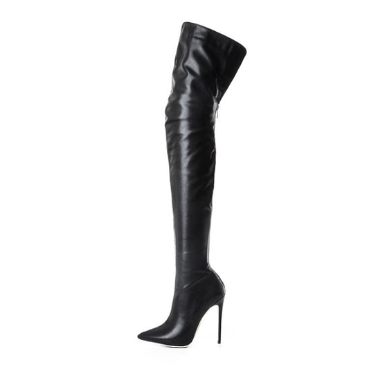 Bottes Femme Grande Taille Cuissardes – Talon Stiletto, Cuir PU