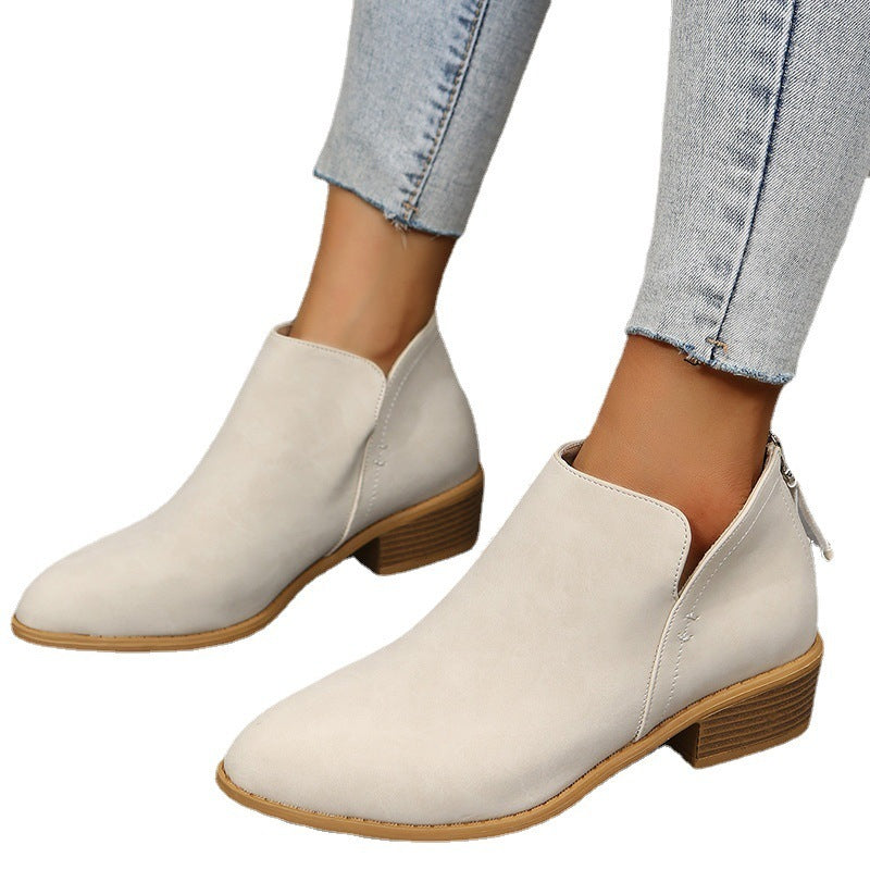 Bottines Femme en Daim avec Fermeture Éclair – Style Martin, Talon Bas Confortable, Tailles 36–43