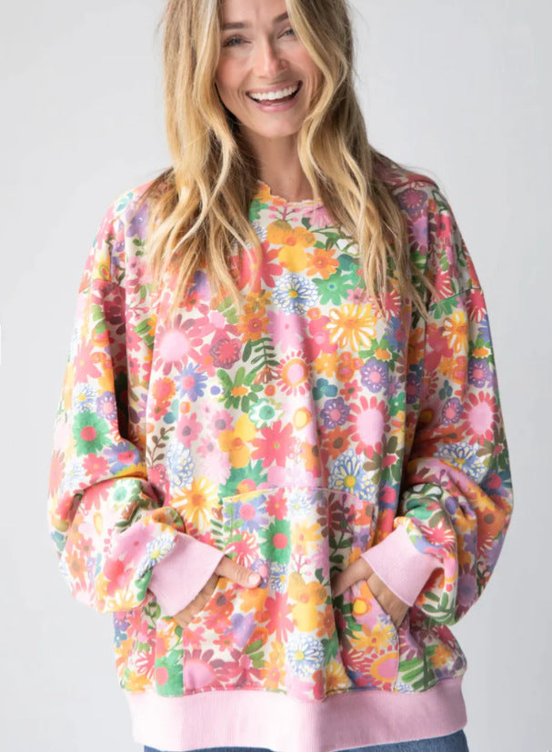 Sweat à Capuche Femme – Impression Numérique, Manches Longues, Style Doux