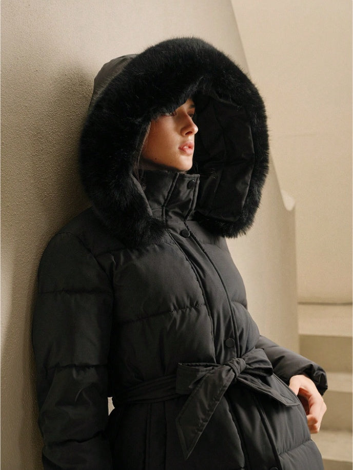 Manteau Matelassé à Capuche Femme – Zip, Manches Longues, Bordure en Fausse Fourrure