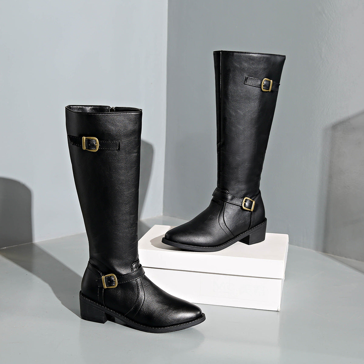 Bottes Frye Femme avec Boucle Décorative – Style Européen & Américain – Jaune, Noir & Bordeaux