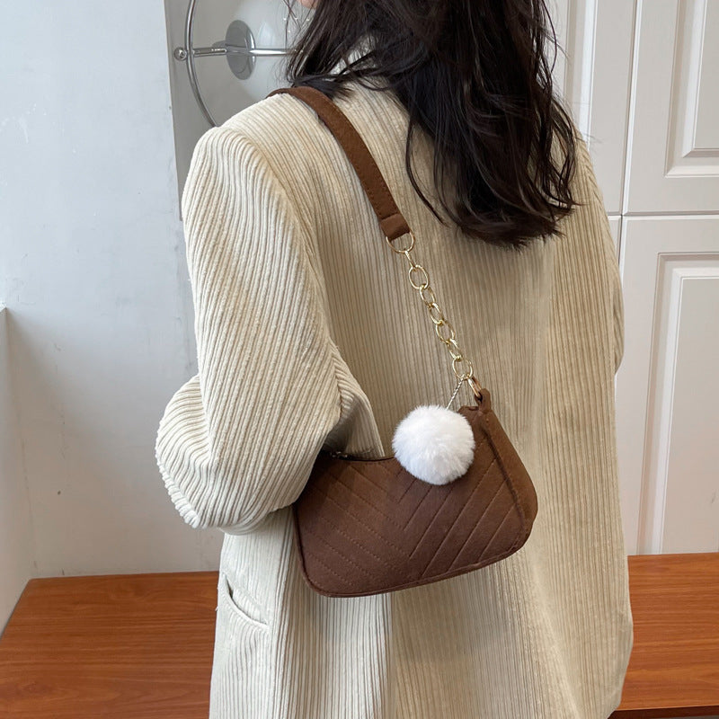 Sac Bandoulière Femme Rétro Uni – Sac d’Épaule Décontracté PU Style Street