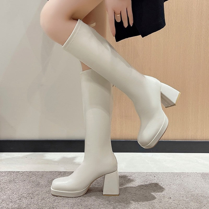 Bottes Martin Longues Grande Taille – Fermeture Éclair Arrière, Talon Haut Confortable