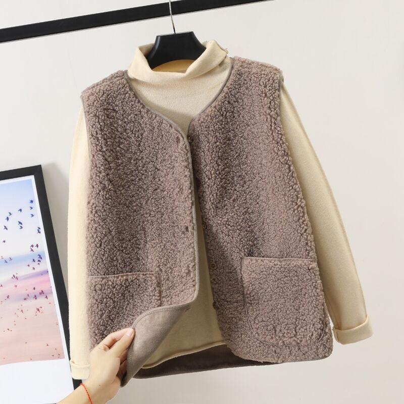 Gilet Sans Manches Femme Automne-Hiver – Doudou Polyvalent en Cachemire, Style Cardigan