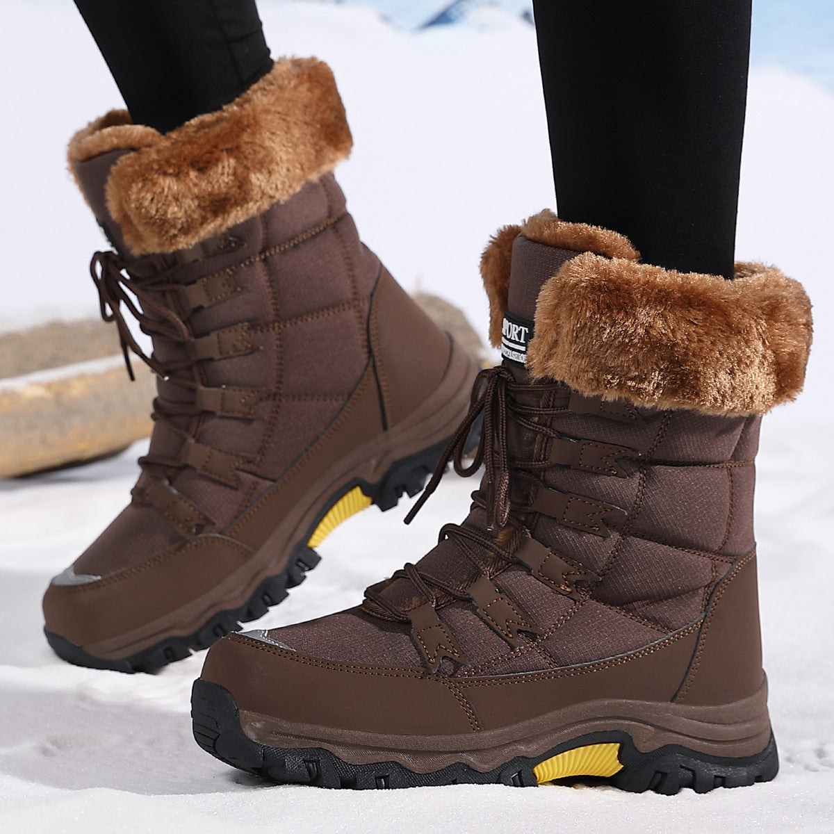 Bottes Hautes Femme Hiver – Imperméables, Chaudes en Laine Épaisse, Semelle Antidérapante, Tailles 36–42