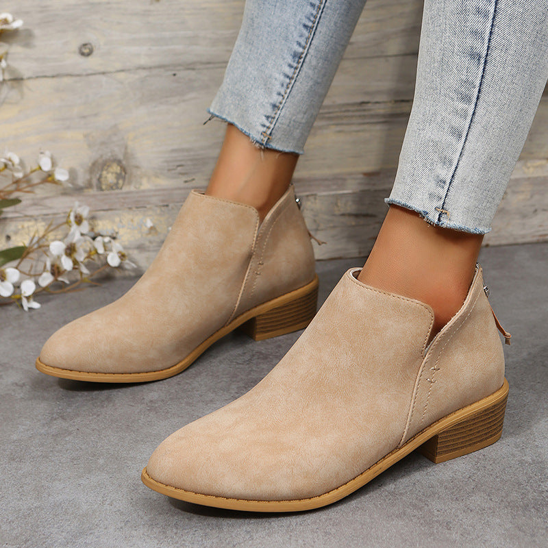 Bottines Femme en Daim avec Fermeture Éclair – Style Martin, Talon Bas Confortable, Tailles 36–43
