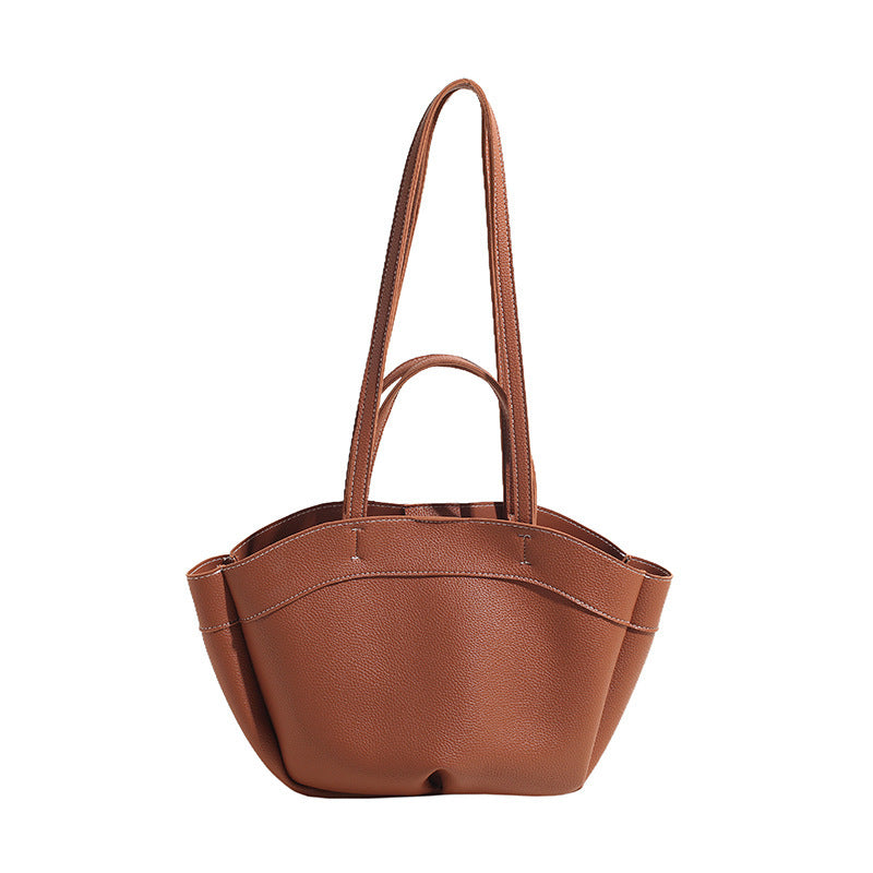 Large Capacity PU Tote Bag – Women’s Shoulder Handbag with Double Straps