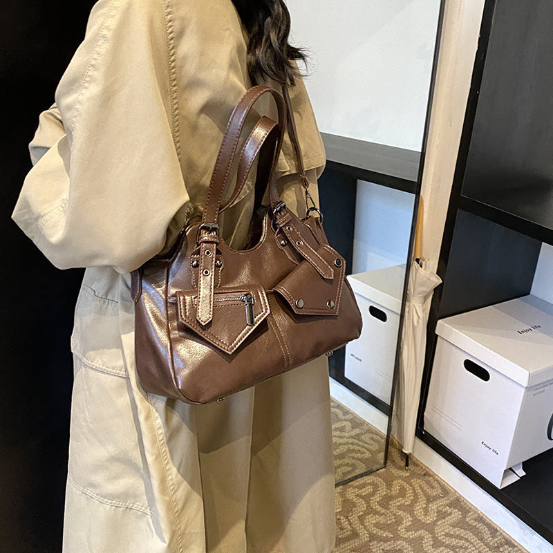 Sac Bandoulière Femme Grande Capacité Automne-Hiver – Style Rétro Décontracté PU