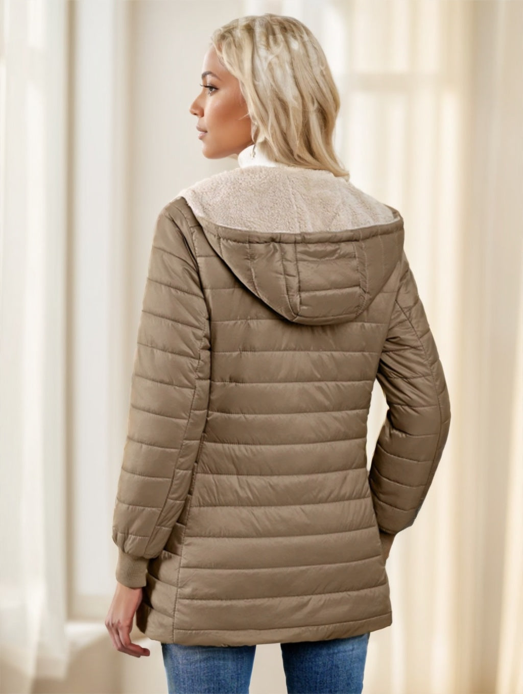 Aveloria Modichic – Manteau Matelassé à Capuche Femme, Polaire Chaud, Style Décontracté Chic