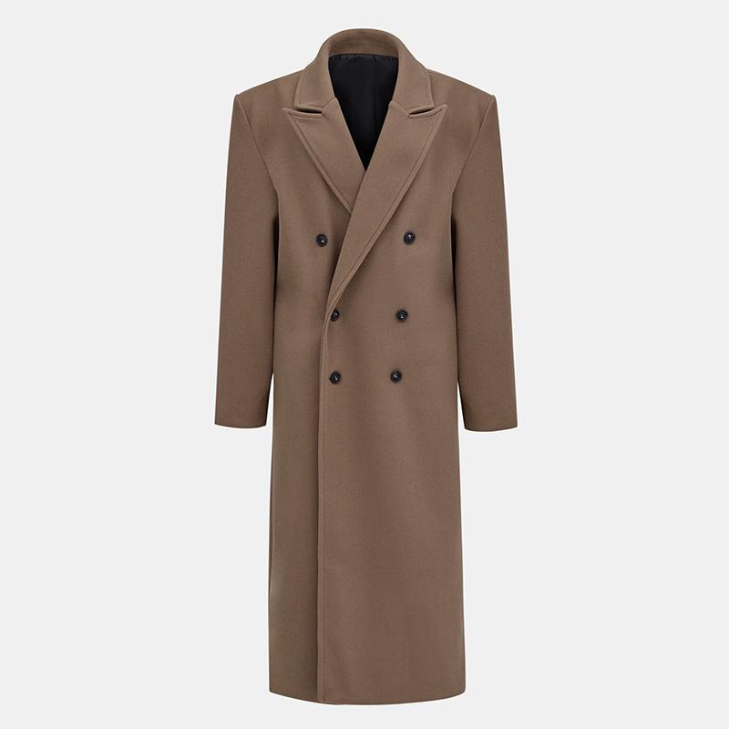 Manteau Femme Automne-Hiver – Long en Laine, Col Tailleur, Style Chic & Décontracté