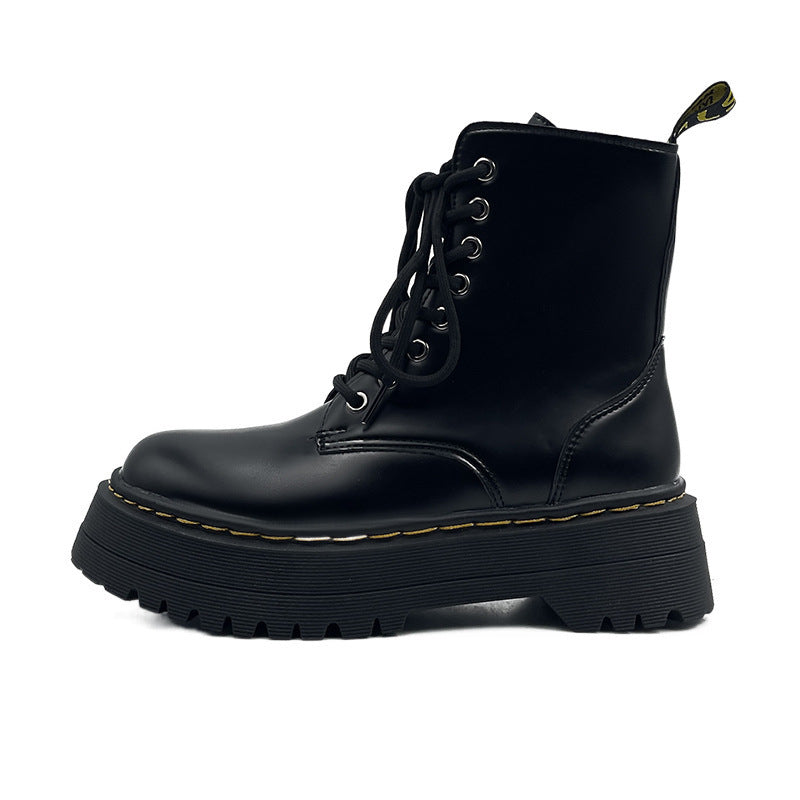 Bottes Martin Courtes Femme – Plateforme, Fermeture Zippée Latérale, Style Européen & Américain