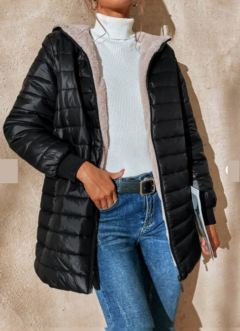 Aveloria Modichic – Manteau Matelassé à Capuche Femme, Polaire Chaud, Style Décontracté Chic