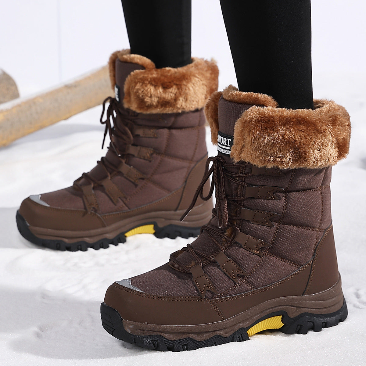 Bottes Hautes Femme Hiver – Imperméables, Chaudes en Laine Épaisse, Semelle Antidérapante, Tailles 36–42