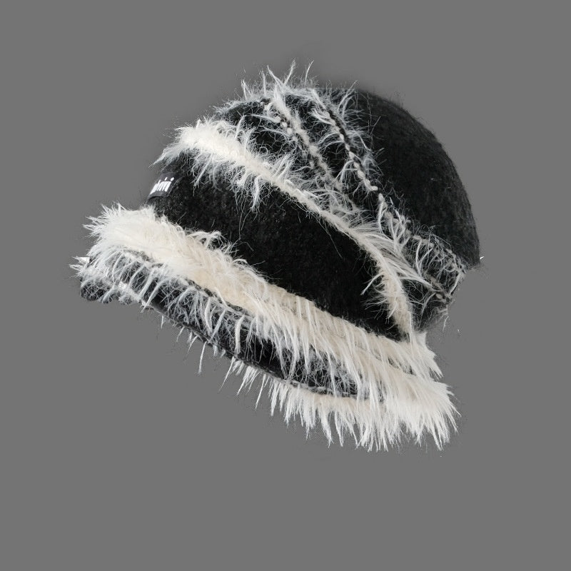 Bonnet Chaud Hiver Coréen – Tricoté Rayé Multicolore en Coton Doux