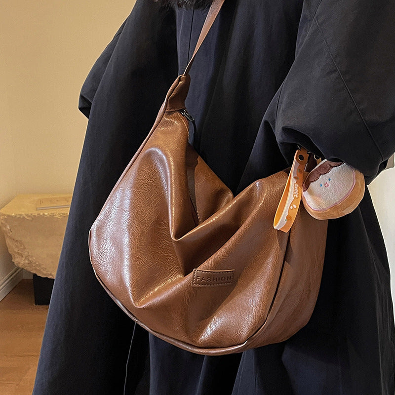 Fashionable Retro Dumpling Shoulder Messenger Bag – PU Leather, European & American Style