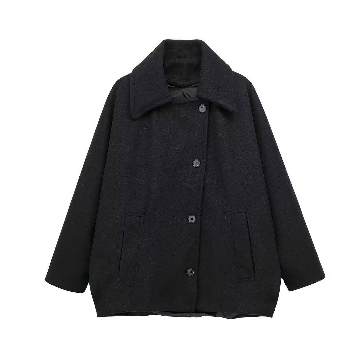 Chemise Femme Ample à Manches Longues en Tissu Mélangé Uni - Couleurs Kaki, Vert Armée, Noir - Tailles XS à L