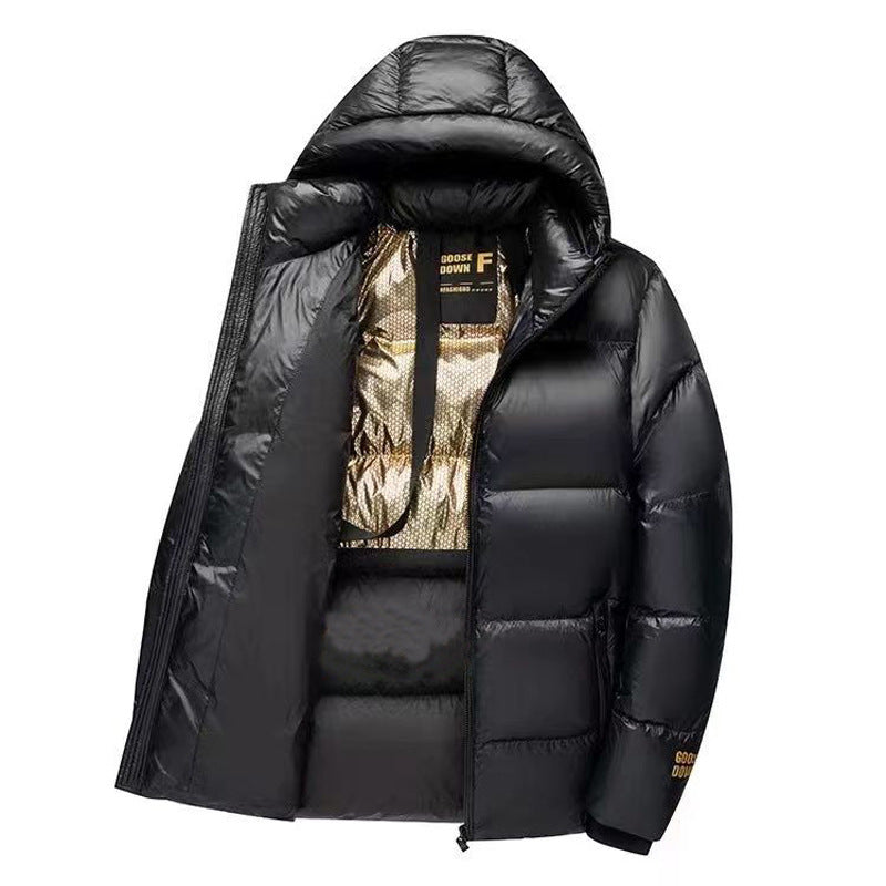 Veste Matelassée Hiver Unisexe – Noire & Dorée, Chaude, Rembourrée en Duvet de Canard Blanc