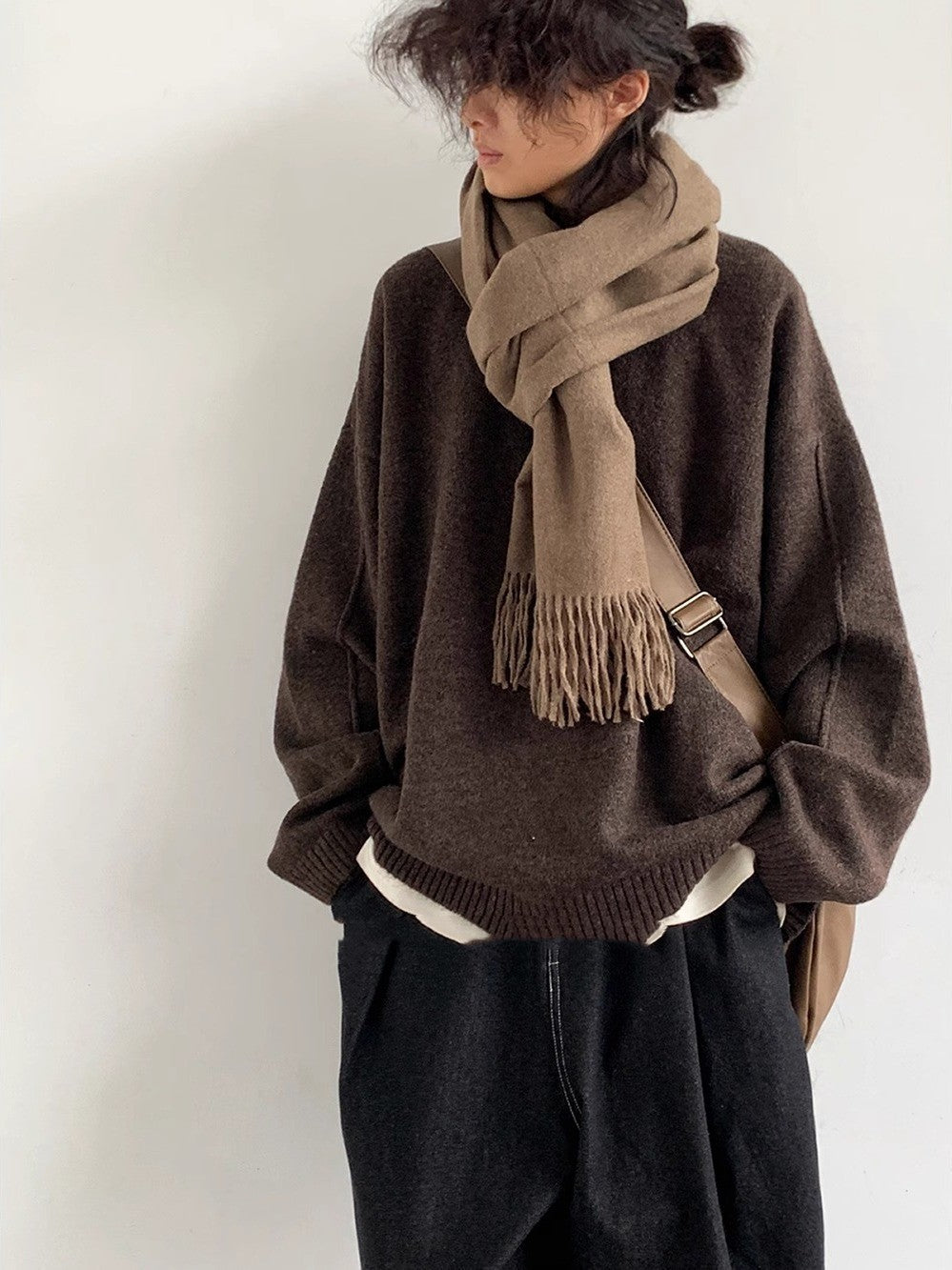 Pull Femme Décontracté – Style Rétro, Manches Longues, Coupe Loose, Automne