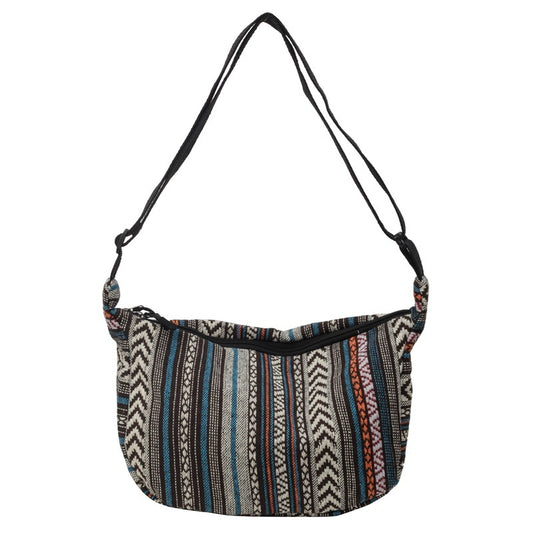 Grand Sac Bandoulière Femme – Style Ethnique à Grande Capacité en Toile Forme Dumpling